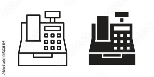 Cash register icons. Vector graphic. Editable vector stroke. EPS 10.