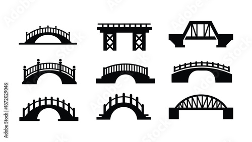 footbridge or overpass Icon silhouette vector illustration