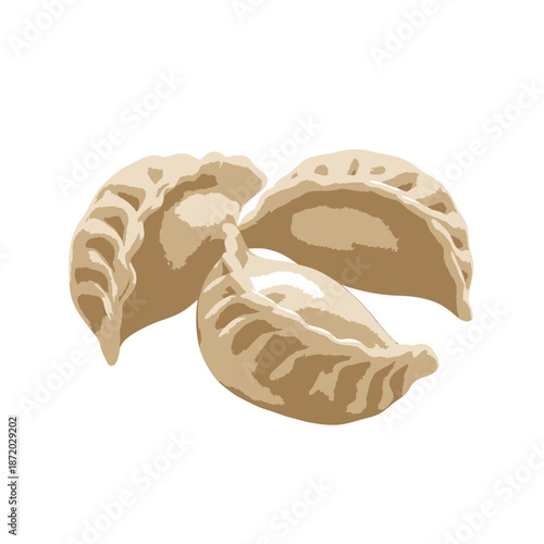Three Dumplings Illustration on White Background.