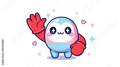 LGBTQ+ pride cartoon character waving