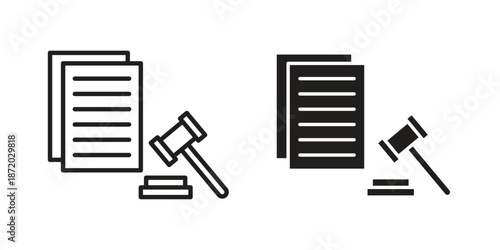 Court decision icons. Vector graphic. Editable vector stroke. EPS 10.