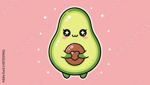Cute cartoon avocado character with kissing face