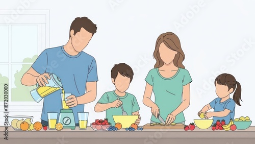 Wallpaper Mural happy family with children Torontodigital.ca