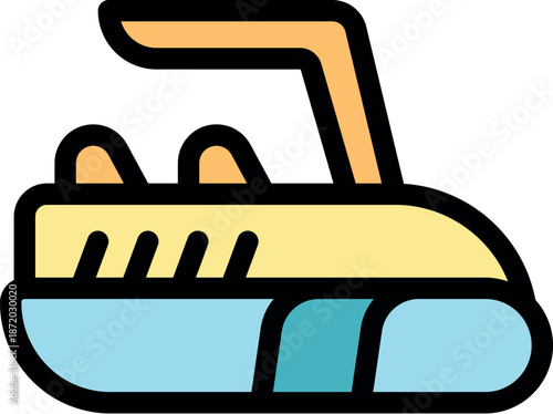 Pedal boat floating on water, featuring a futuristic design with seats and a canopy