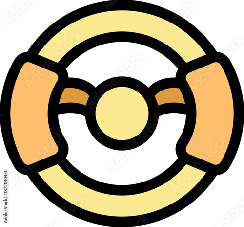 Simple steering wheel icon representing car part and driving