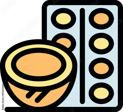 Natural remedy based on coconut oil is shown next to a medicine blister pack