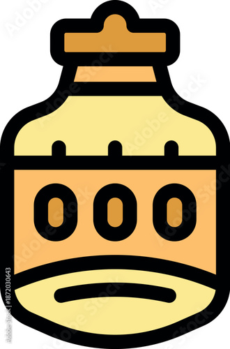 Glass jar with pickled olives, preserving food for long time storage in pantry, color simple icon, grocery store product, vector illustration