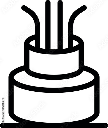 Electrical cable transmitting electricity and power, with copper wires coming out of the cable