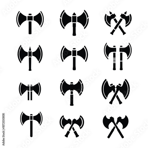 Double bladed axe Icon silhouette vector design