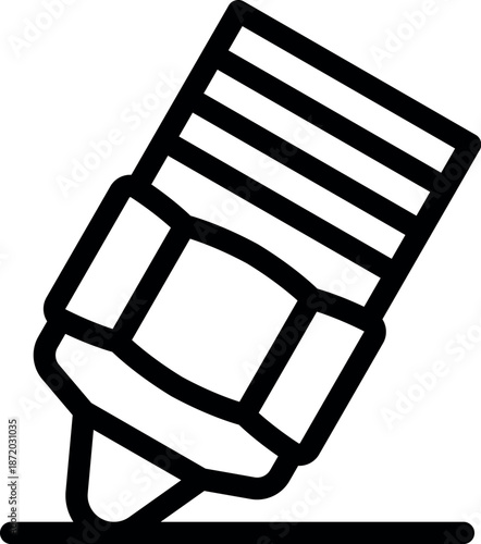 Wax crayon drawing a horizontal line, simple icon of a children's drawing tool