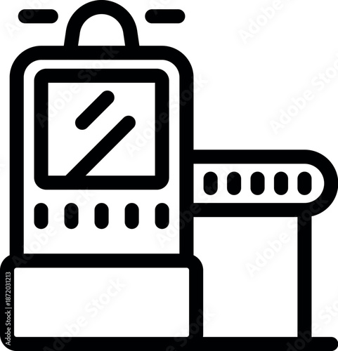 Airport security scanner processing luggage on a conveyor belt, ensuring passenger safety and detecting prohibited items