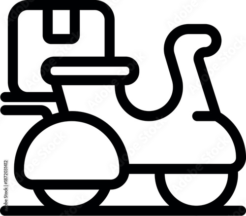 Scooter delivering package, symbolizing express shipping and online order fulfillment