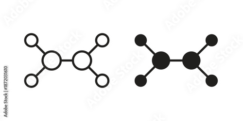 Ethylene molecule icons. Vector graphic. Editable vector stroke. EPS 10.