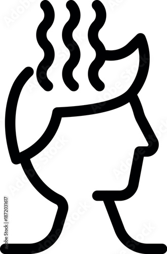 Simple black and white icon of a man sweating from his head, representing heat stroke symptoms
