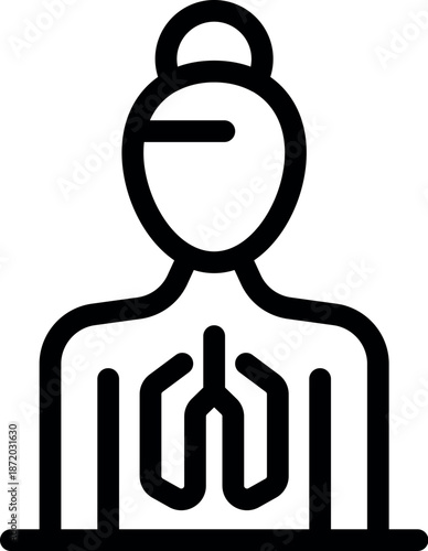 Woman practicing breathing exercises for healthcare, pneumonia, bronchitis, or asthma