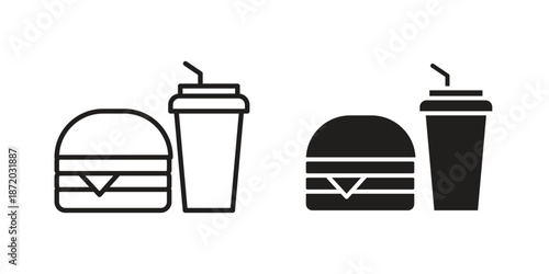 Fast food icons. Vector graphic. Editable vector stroke. EPS 10.