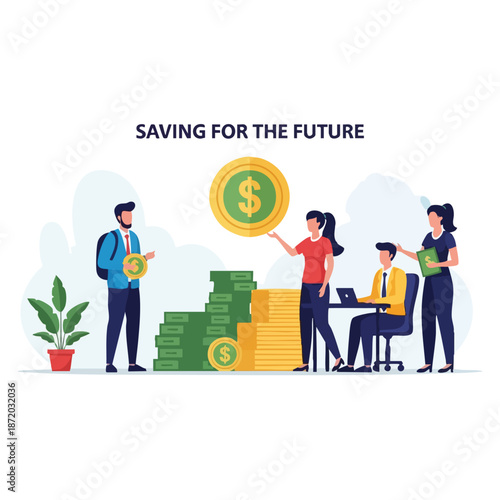 Diverse Business Team and Students Collaborating on Financial Planning and Saving for the Future Concept