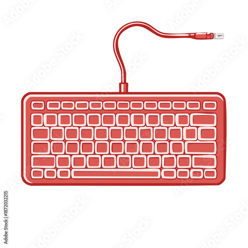 Red Keyboard Vector Illustration Digital Modern Computer Hardware