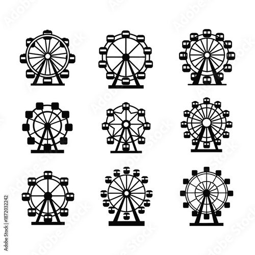 Ferris wheel icon silhouette vector illustration