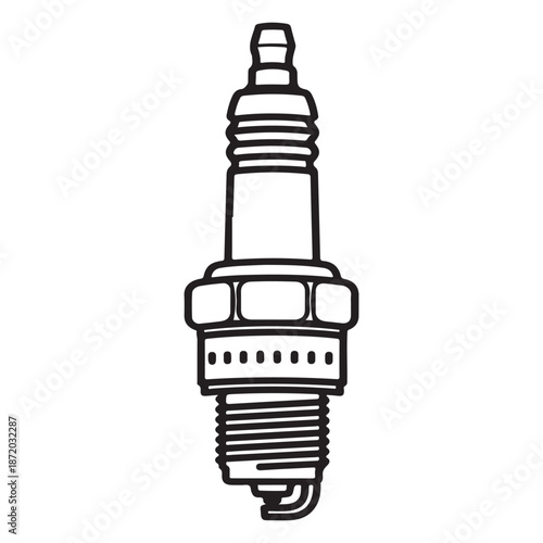 Automotive Spark Plug Internal Combustion Engine Ignition Line Art Vector