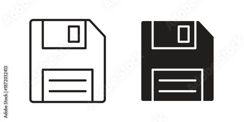 Floppy disk icons. Vector graphic. Editable vector stroke. EPS 10.