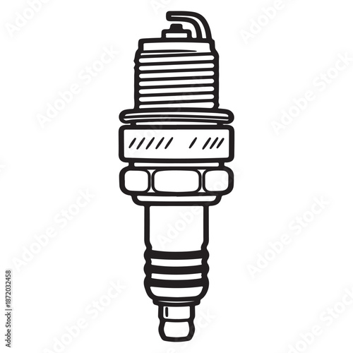 Automotive Spark Plug Internal Combustion Engine Line Art Vector
