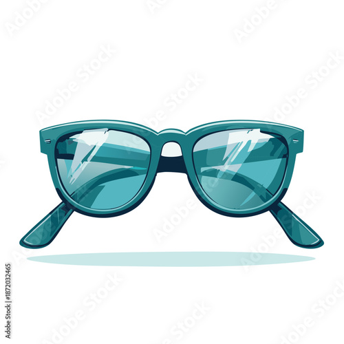 Aquamarine Eyeglasses Featuring Reflective Lenses Offer Eye Protection and Fashionable Style in Optics Illustration