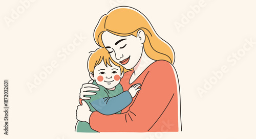 A heartwarming illustration of a mother embracing her child with love and affection demonstrating