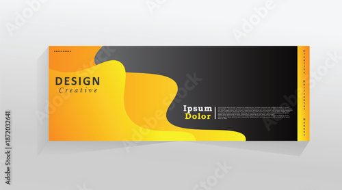 Vector abstract banner web template, business design template for social media, cover header, yellow colour banner template with black background. vector template with eps 10