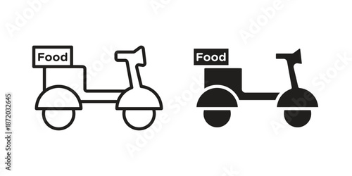 Food delivery icons. Vector graphic. Editable vector stroke. EPS 10.