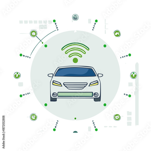 Smart Autonomous Vehicle Digital Connectivity Modern Transportation Concept