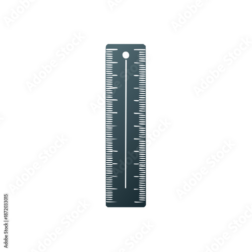 Single ruler with measurements, measuring tool used for geometry tasks and construction