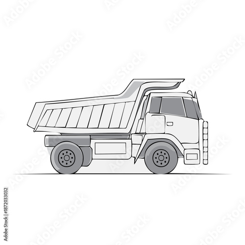 Illustration of Heavy Construction Truck for Hauling Aggregate Materials