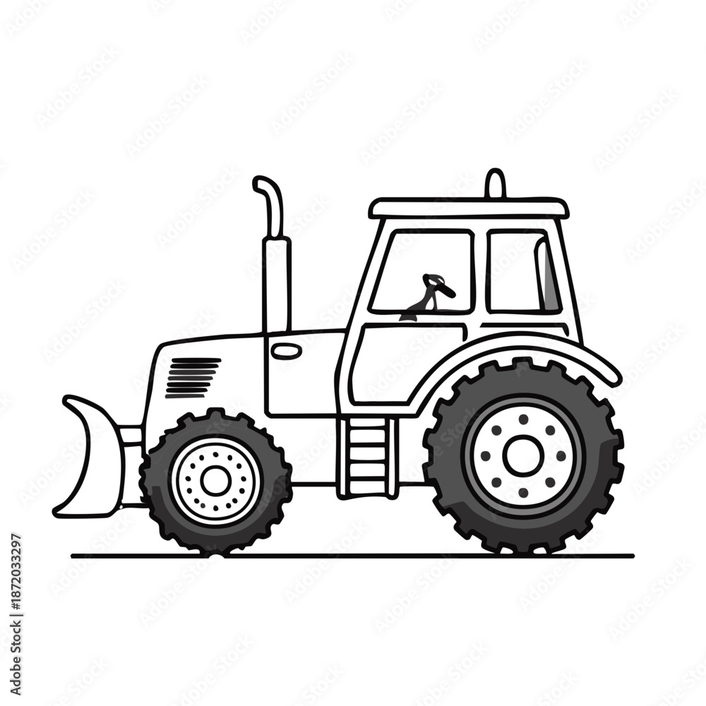 Obraz premium Illustration of agricultural tractor with a plow for tilling the land and cultivating soil agriculture equipment farm vehicle