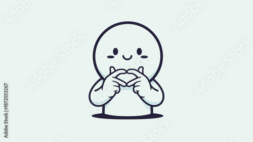 Cute character making heart shape with hands