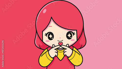 Cute cartoon girl eating a sandwich
