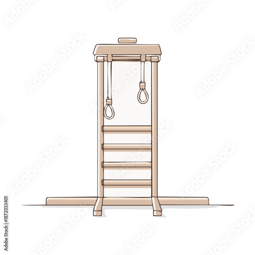 Stylized Drawing of Gallows Structure with Hanging Ropes Ready for Execution Penalty in a Neutral Tone