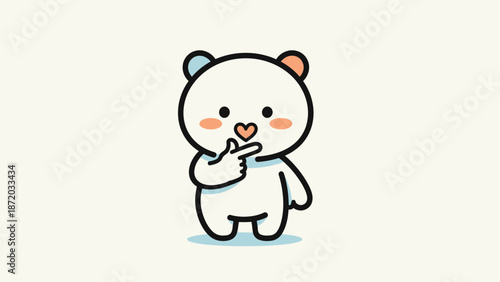 Cute cartoon bear with heart gesture