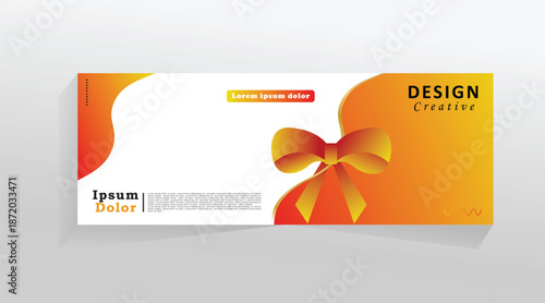 Gift vector banner template for social media and web, horizontal banner for cover, gift promotion banner tempalate for digital product and services, web banner. eps 10
