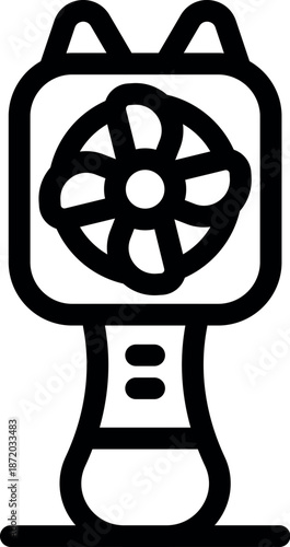 Portable fan blowing, providing cooling air circulation for personal comfort