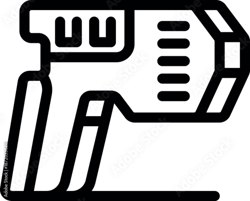 Futuristic ray gun icon representing advanced weapon technology, perfect for pixel art projects