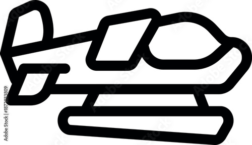 Small floatplane landing gently on water with pontoons