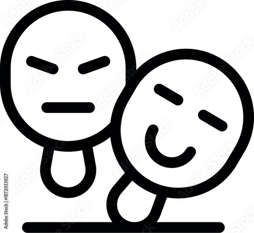 Two masks depicting happiness and sadness, symbolizing the duality of human emotions often portrayed in dramatic arts