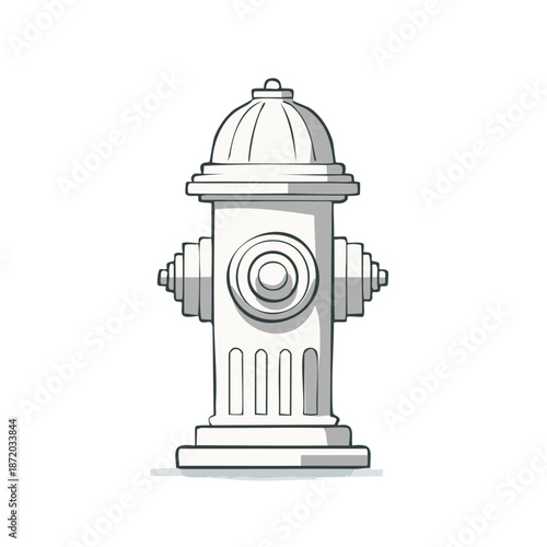 Illustration of a simple fire hydrant for water access and safety purposes in a light grey and white graphic format