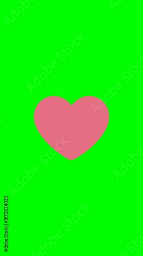 Animated Pink Heart Beating Green Screen Loop for Love, Valentine, and Romantic vertical Overlays