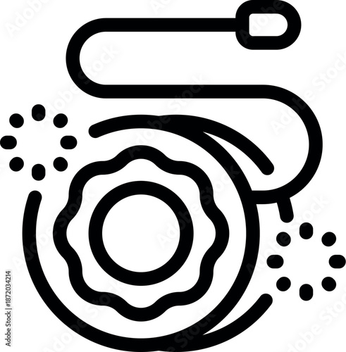 Yo yo icon with rotating motion effect, representing classic toy and playful activity