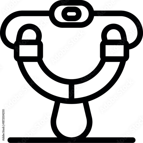 Classic wooden slingshot with its rubber band stretched, ready to launch a projectile