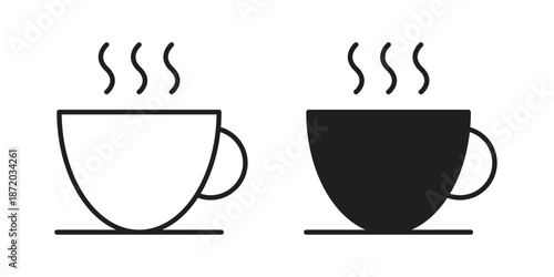 Hot tea icons. Vector graphic. Editable vector stroke. EPS 10.