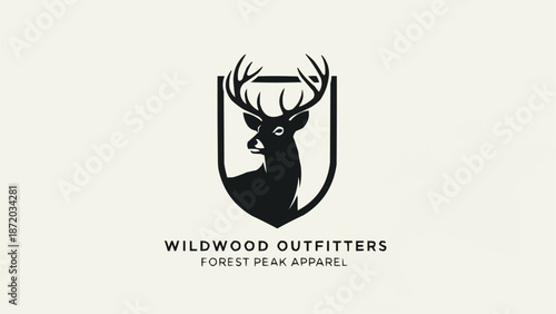 Deer Head Emblem Logo Design.