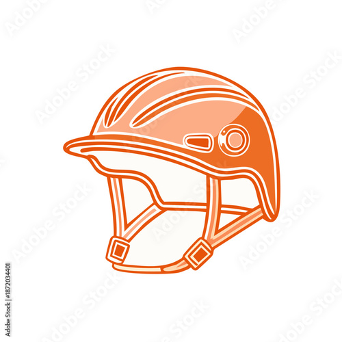 Protective Sport Orange Bicycle Helmet Illustration for Cyclists Safety Gear against Impact or Accident. Gear for extreme sports